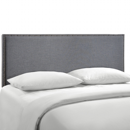 Region Queen Nailhead Upholstered Headboard - Smoke