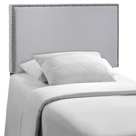 MOD-5218-GRY Region Twin Nailhead Upholstered Headboard- Gray