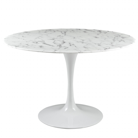 EEI-1131-WHI Lippa 47 in. Artificial Marble Dining Table, White