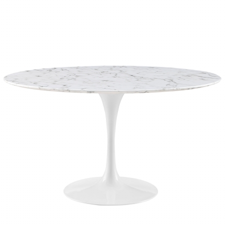 EEI-1132-WHI Lippa 54 in. Artificial Marble Dining Table, White