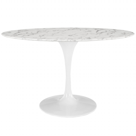 Lippa Oval-Shaped Artificial Marble Dining Table - White