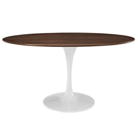 Lippa 60 in. Oval-Shaped Walnut Dining Table, Walnut