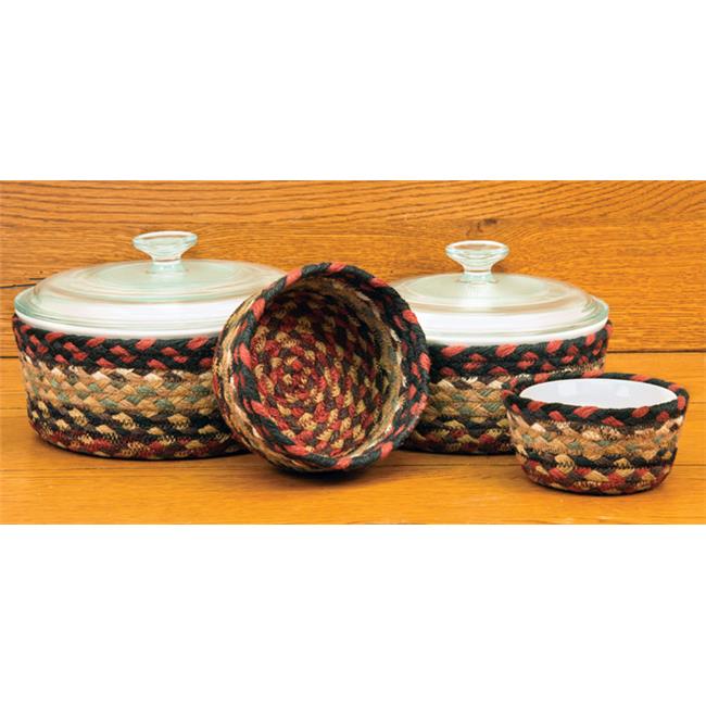 Earth Rugs 36-CB019 Braided Baskets- Burgundy and Mustard