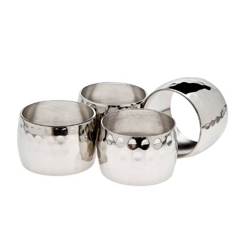 Round Hammered Napkin Rings - Set Of 4