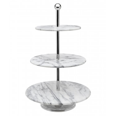 Godinger 61820 Marble 3 Tier Server - White