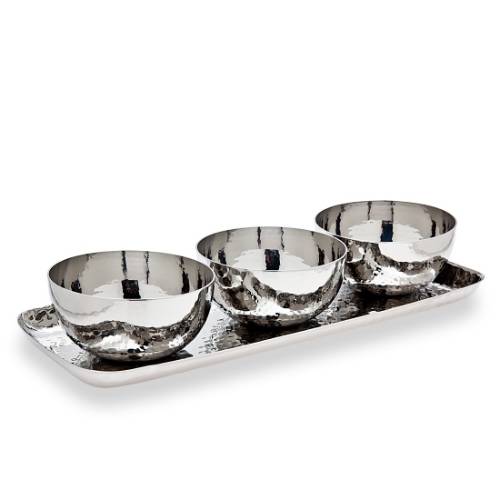 91791 Hammered Tray & 3 Round Bowls