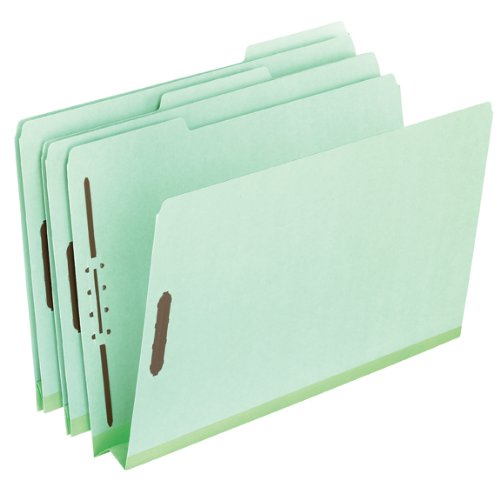 17186 Pressboard Folder With Fasteners, Green - Pack of 4