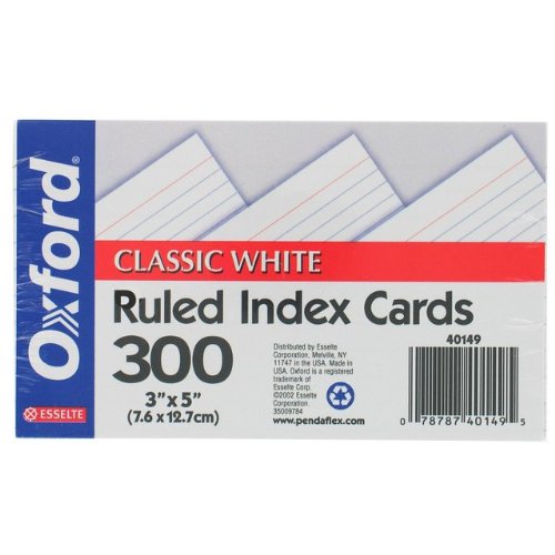 40149 Index Card, White - Pack of 10