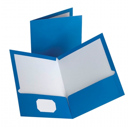 Laminated Twin-Pocket Folders, Blue - Pack of 8
