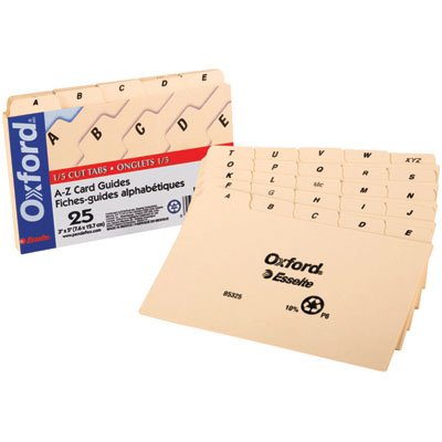 B5325 Alphabetical Index Card Guides - 3 x 5 in., Pack Of 10