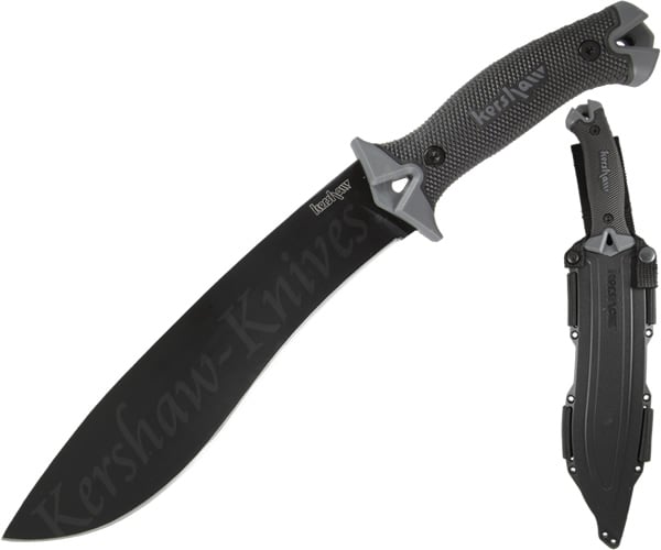 1077 Camp 10 Fixed 10 In. Carbon Steel Blade, Rubber Handles