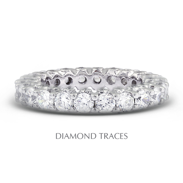 UD-EWB460-1182 14K White Gold Prong & Bezel Setting 3.21 Carat Total Natural Diamonds Modern Eternity Ring -  Diamond Traces