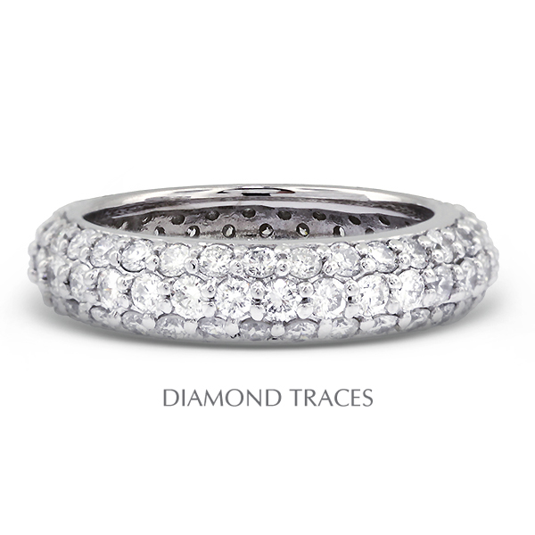 UD-EWB458-5039 Platinum 950 Pave Setting 1.56 Carat Total Natural Diamonds Three Row Band Eternity Ring -  Diamond Traces