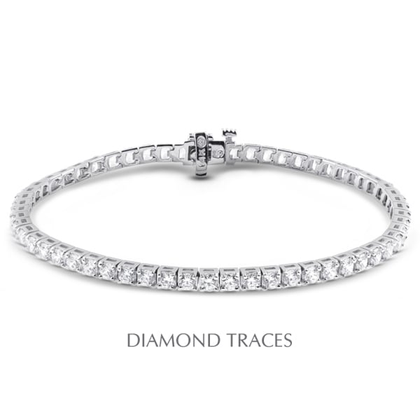 Picture of Diamond Traces D-SB854-200-8189 18K White Gold 4-Prong Setting 2.00 Carat Total Natural Diamonds Square Head Tennis Bracelet