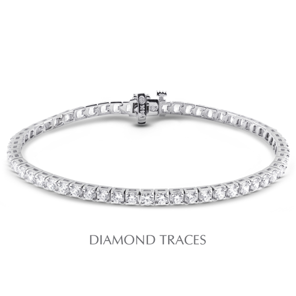 Picture of Diamond Traces D-SB854-200-8663 18K White Gold 4-Prong Setting 2.00 Carat Total Natural Diamonds Square Head Tennis Bracelet
