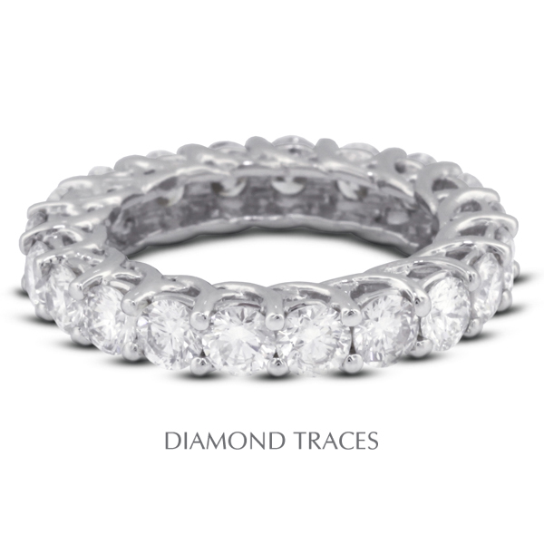 UD-EWB418-9004 14K White Gold 4-Prong Setting 4.01 Carat Total Natural Diamonds Trellis Eternity Ring -  Diamond Traces