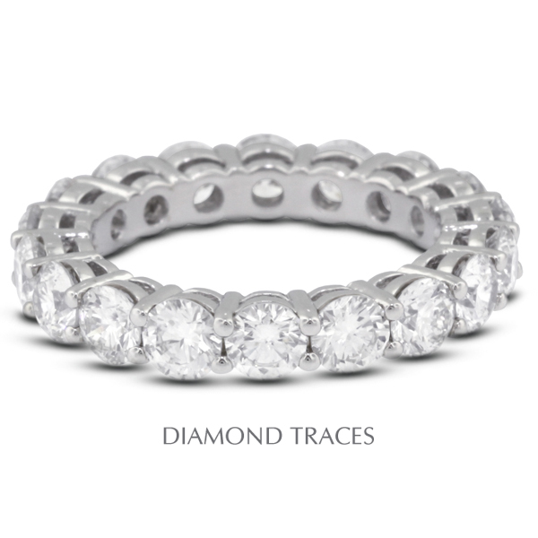 UD-EWB446-3294 Platinum 950 4-Prong Setting- 3.01 Carat Total Natural Diamonds Basket Eternity Ring -  Diamond Traces