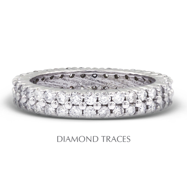 UD-EWB178-3084 14K White Gold Prong Setting- 4.21 Carat Total Natural Diamonds Two Row Band Eternity Ring -  Diamond Traces