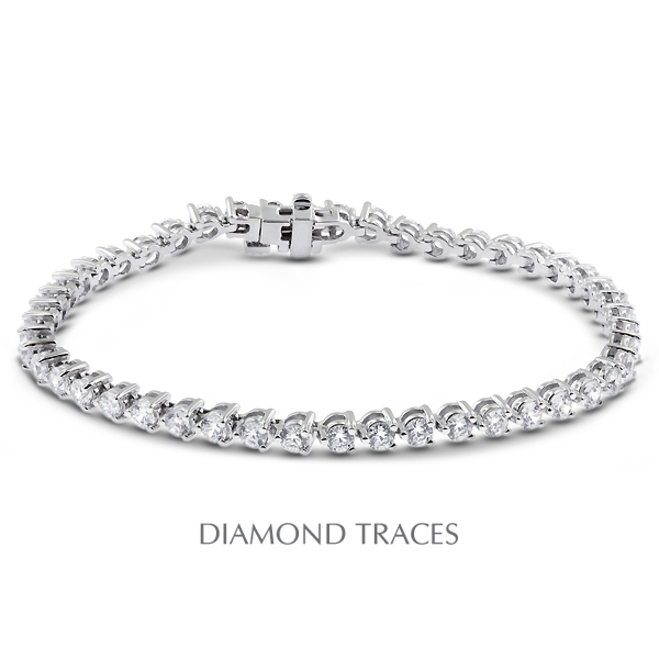 Picture of Diamond Traces D-SB370-300-8383 18K White Gold 3-Prong Setting- 3.00 Carat Total Natural Diamonds Tennis Bracelet