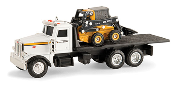 Picture of B2breplicas ERT45474 320e Skid Steer With JD Peterbilt Flatbed Truck