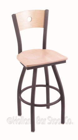 Picture of Holland Bar Stool 83025PWNatMplBNatMpl 830 Voltaire 25 in. Counter Stool with Pewter Finish&#44; Natural Maple Seat&#44; Natural Maple Back and 360 swivel
