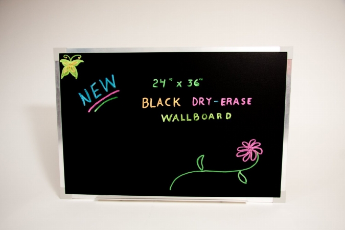93-A 24 x 36 in. Aluminium-Framed Black Dry-Erase Board