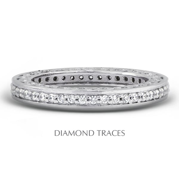 14K White Gold Pave Setting 0.61 Carat Total Natural Diamonds Vintage Eternity Ring - White Gold