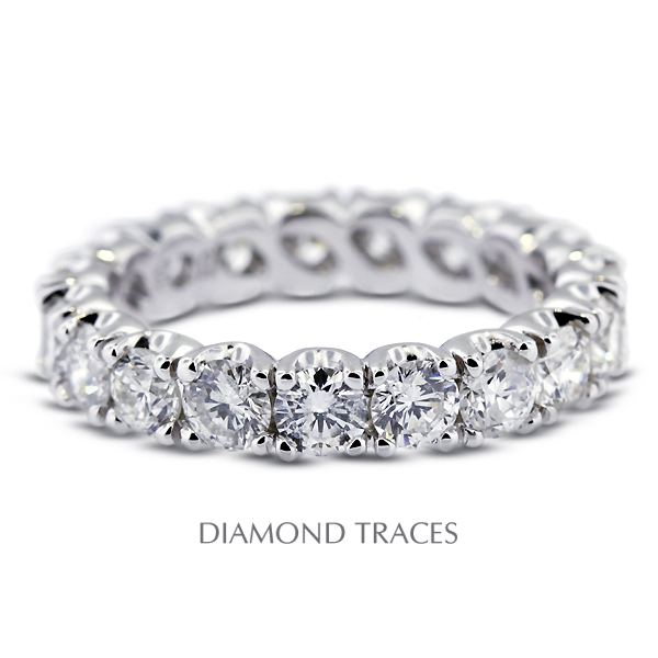 14K White Gold 4-Prong Setting 1.11 Carat Total Natural Diamonds Classic Eternity Ring