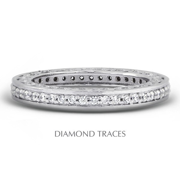 14K White Gold Pave Setting 0.68 Carat Total Natural Diamonds Vintage Eternity Ring