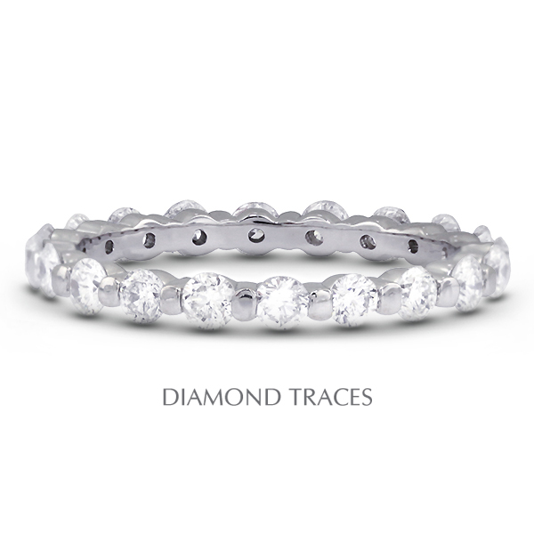 18K White Gold Bar Setting 0.96 Carat Total Natural Diamonds Classic Eternity Ring