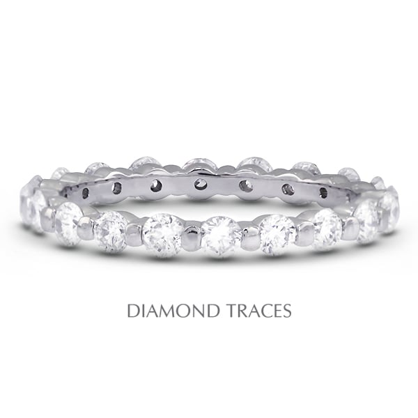 18K White Gold Bar Setting 1.27 Carat Total Natural Diamonds Classic Eternity Ring