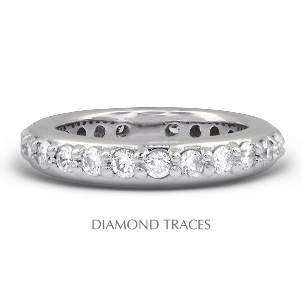 UD-EWB450-5418 14K White Gold Pave Setting 1.26 Carat Total Natural Diamonds Classic Eternity Ring -  Diamond Traces