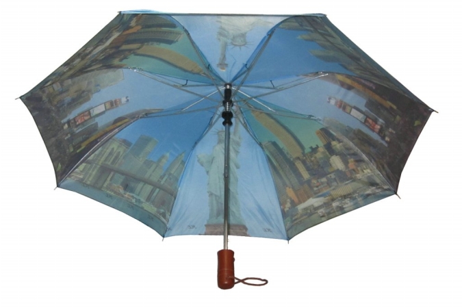 Picture of Conch Umbrellas 3899NY 44 in. Automatic Open 3 Fold Compact Umbrella With Ny Sightseeing Design - Navy