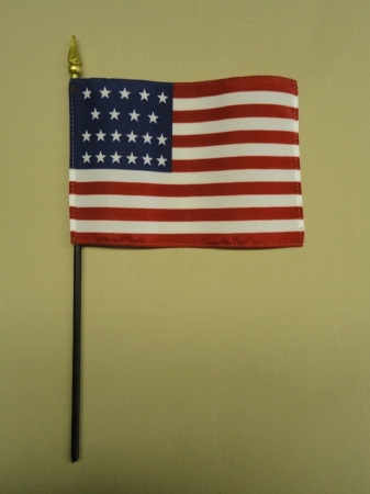 U.S. 21-Star 1819 - 1820 Historical Hand Held Desk Table Top Polyester Flag 4" X 6" on 10" Black Plastic Staff with Gold Spear Tip (12 Pack)