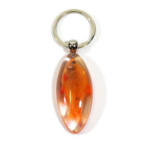 Company Real Bug Guppy Fish Key Chain - Clear, Oval