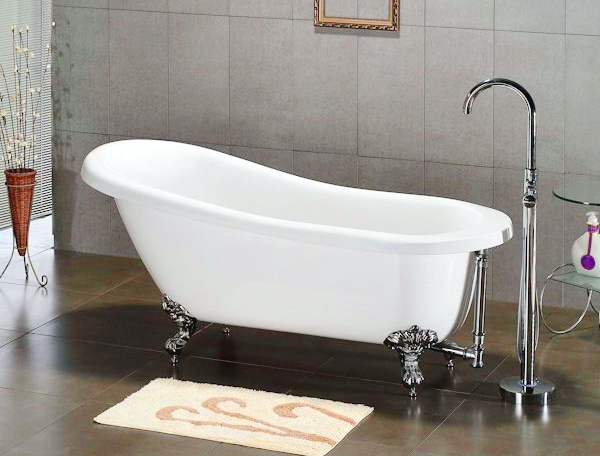 Inc Acrylic Slipper Bathtub - Brushed Nickel - 67 x 30 in.