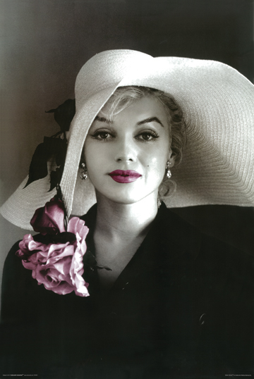 Z126-24x36-NA Marilyn Hat Poster- 24 x 36