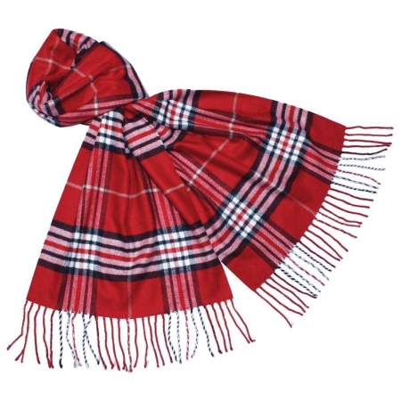 CFPSB_Red Cashmere Feel Plaid Scarves - Red