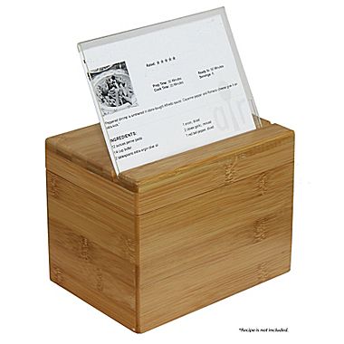 Bamboo Recipe Box with Divider