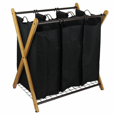 Picture of Oceanstar XBS1484 X-Frame Bamboo 3-Bag Laundry Sorterá