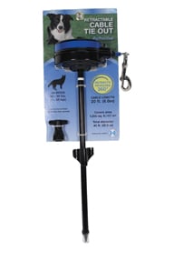 Picture of Lixit Corp - Howard Pet 038025 Reflective Retractable Cable Tie Out With Stake - Black & Blue 25-80 Oz.