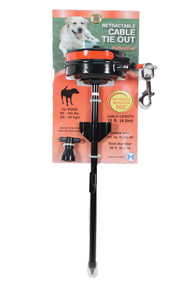 Picture of Lixit Corp - Howard Pet 038026 Reflective Retractable Cable Tie Out With Stake - Black & Red- 80-100 Oz.