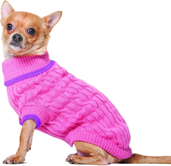 Picture of Ethical Fashion-seasonal 689662 Classic Cable Puppy Sweater&#44; Pink - Extra Small