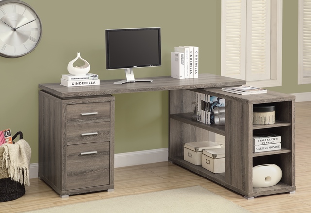 Picture of Monarch Specialties I 7319 Reclaimed-Look Left or Right Facing Corner Desk- Dark Taupe