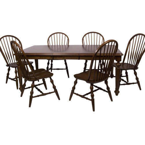 7 Piece Andrews Butterfly Leaf Dining Table Set in Chestnut