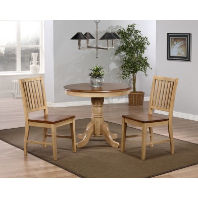 3 Piece Brook 36in. Round Dining Set with Slat Back Chairs