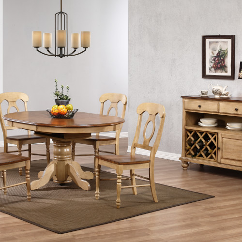 5 Piece Brook Round or Oval Butterfly Leaf Dining Set with Napoleon Chairs