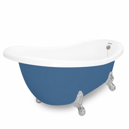 Picture of American Bath Factory T031A-SN-P & DM-7 Churchill 71 in. Splash Of Color Acrastone Tub & Drain- Satin Nickel Metal Finish- Small