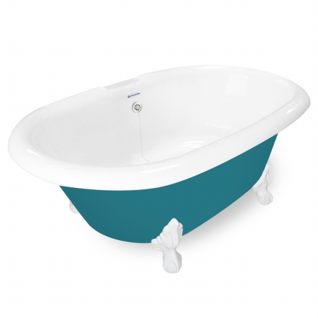 Picture of American Bath Factory T091A-WH-P & DM-7 Duchess 72 in. Splash Of Color Acrastone Tub & Drain- White Metal Finish- Large