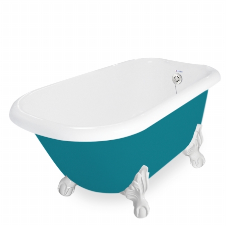 Picture of American Bath Factory T041A-WH-P & DM-7 Jester 54 in. Splash Of Color Acrastone Tub & Drain&#44; White Metal Finish&#44; Large